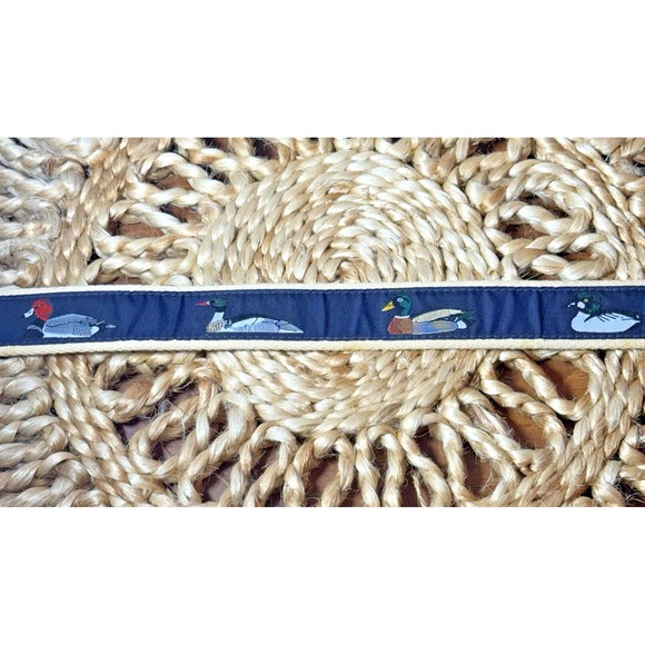 Vintage 90s Duck Ribbon Belt Size 35 Mallard Hunting Preppy Leather Brass Buckle - Picture 5 of 8